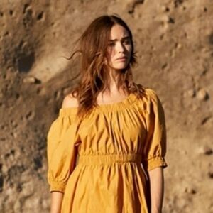 Free People Mustard Yellow cotton pinafore dress